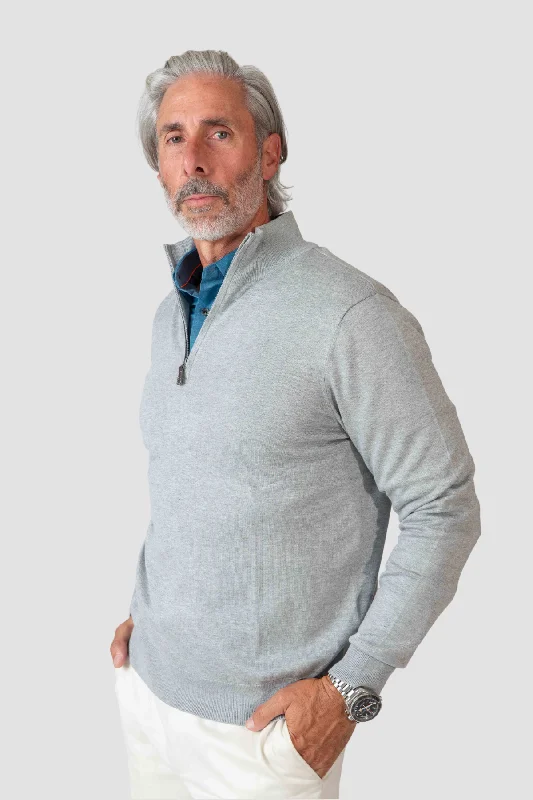 Cashmere Feel 1/4 Zip Sweater(Sliver)