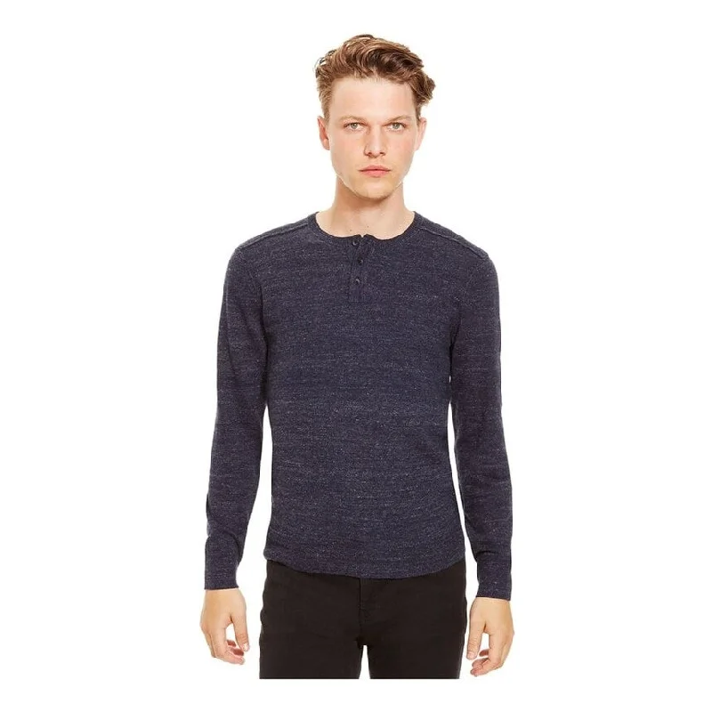 Kenneth Cole Mens Marled Slub Pullover Sweater, Blue, XX-Large