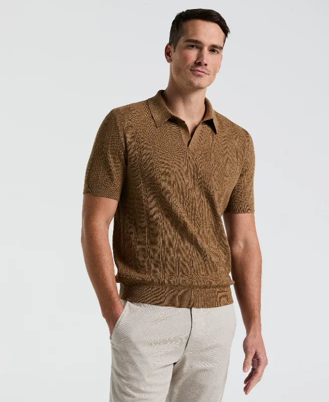 Mesh Stripe Sweater Polo