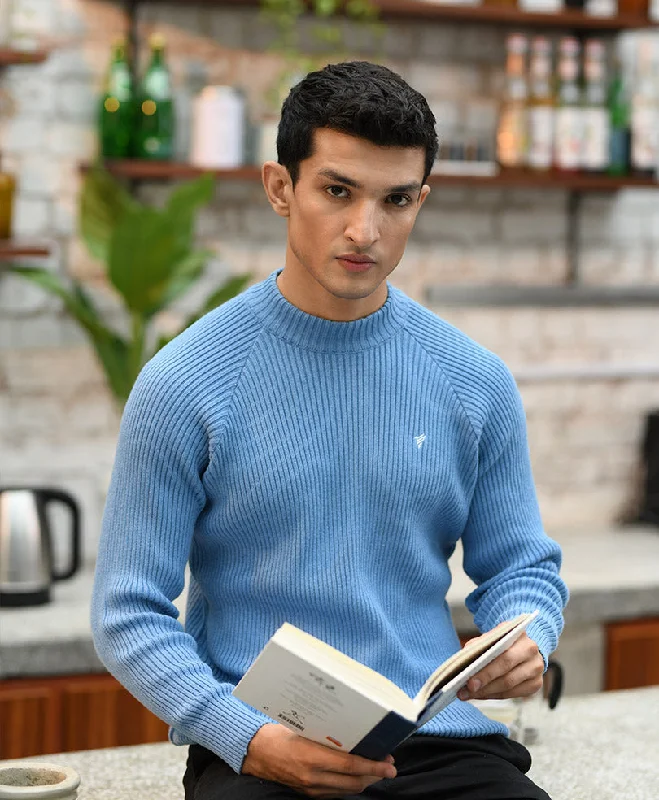 Sky Blue Mock Neck Sweater