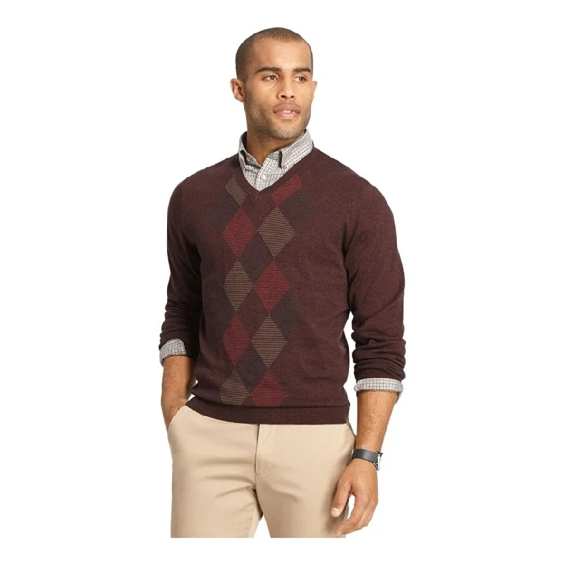 Van Heusen Mens Feeder-Stripe Diamond V Neck Pullover Sweater