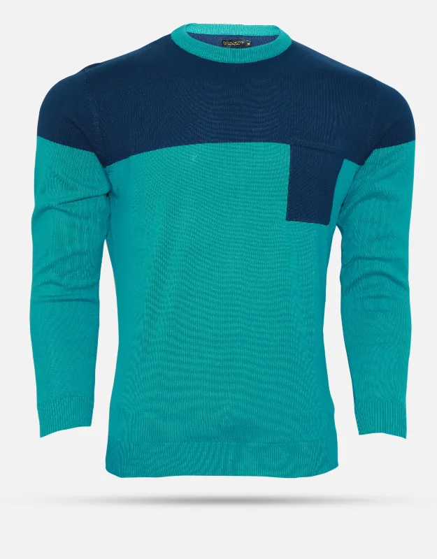 Men's Green & Blue Fashion Sweater