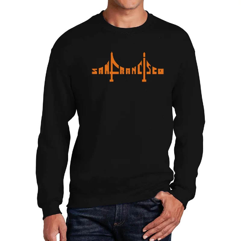 LA Pop Art Men's Word Art Crewneck Sweatshirt - San Francisco Bridge