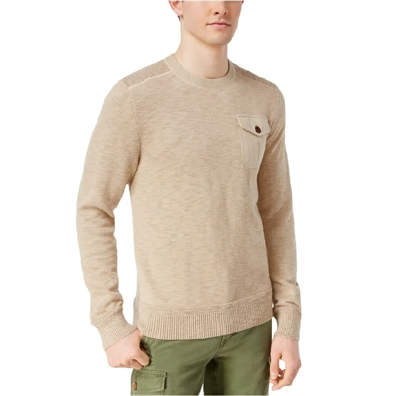 Tommy Hilfiger Mens Harrison Military Pullover Sweater, Beige, X-Large