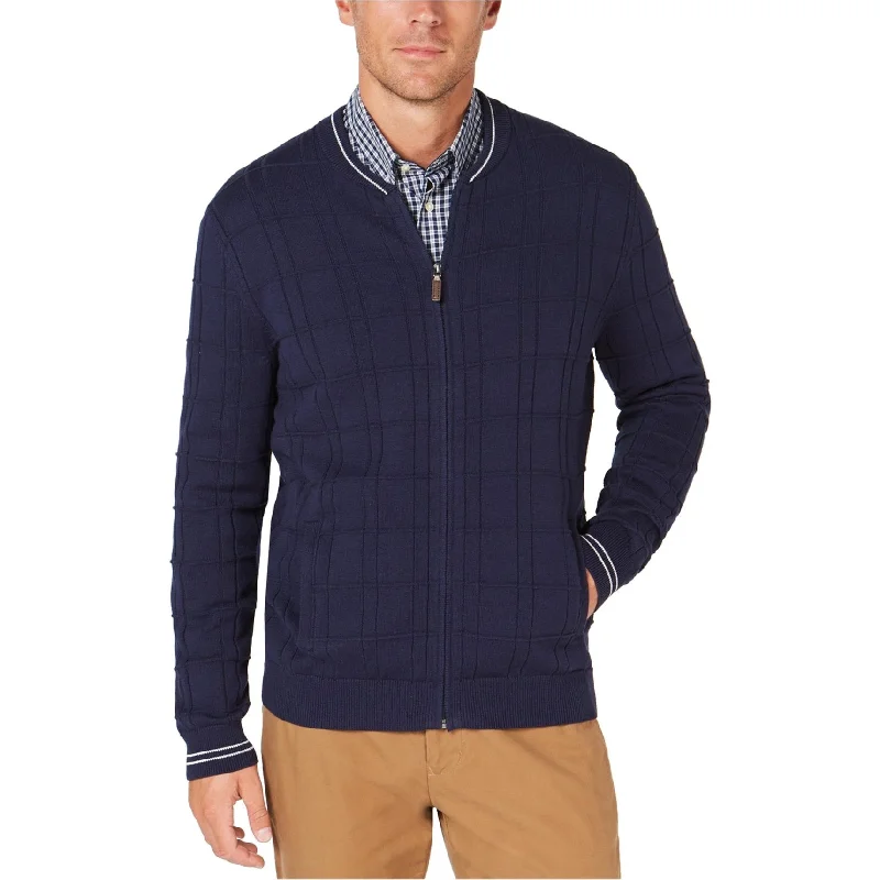 Club Room Mens Zip-Front Cardigan Sweater, Blue, Small