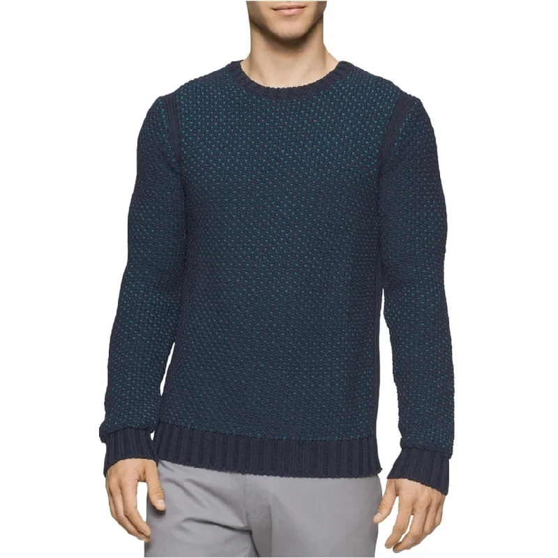 Calvin Klein Mens Textured Knit Sweater, Blue, XX-Large