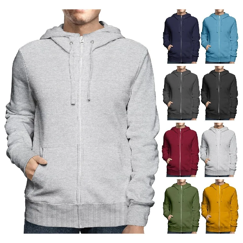 2Pack Mens Winter Warm Soft Full ZipUp Fleece Lined Hoodie Sweatshirt