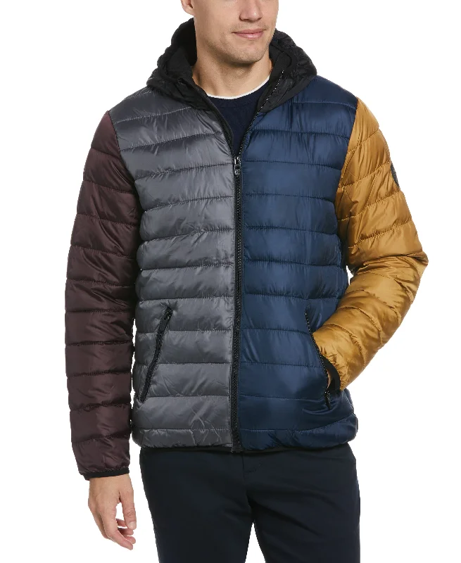 Colorblock Hooded Packable Jacket