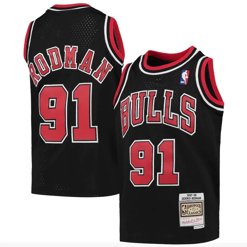 Chicago Bulls Youth Dennis Rodman Black Jersey Hardwood Classic Swingman