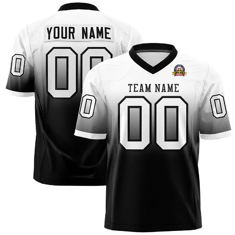 Custom White Black Gradient Fashion Personalized Authentic Football Jersey