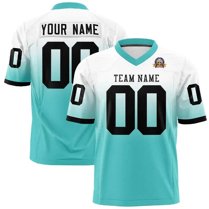 Custom White Bright Green Gradient Fashion Personalized Authentic Football Jersey