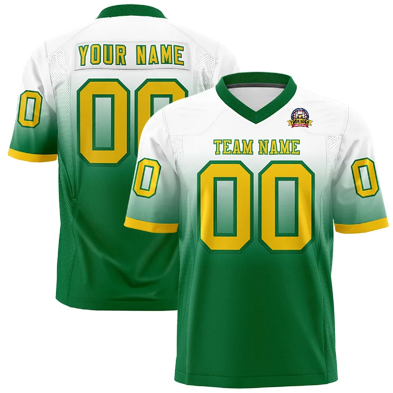 Custom White Kelly Green Gradient Fashion Personalized Authentic Football Jersey