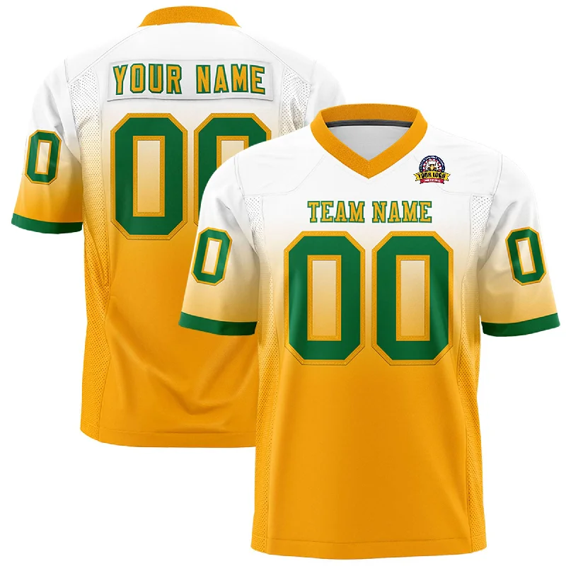 Custom White Yellow Gradient Fashion Personalized Authentic Football Jersey