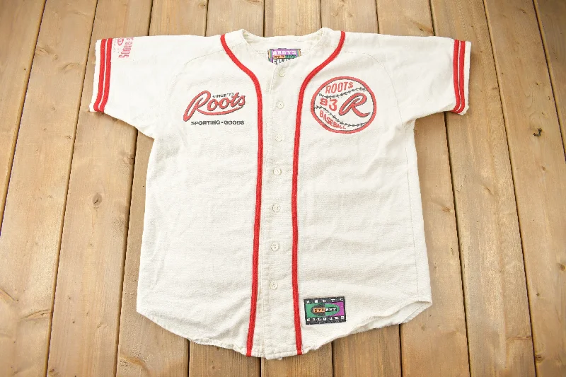 Vintage 1990s Roots Sporting Goods Baseball Jersey / Roots Street Colours / 90s Roots / Made In Canada