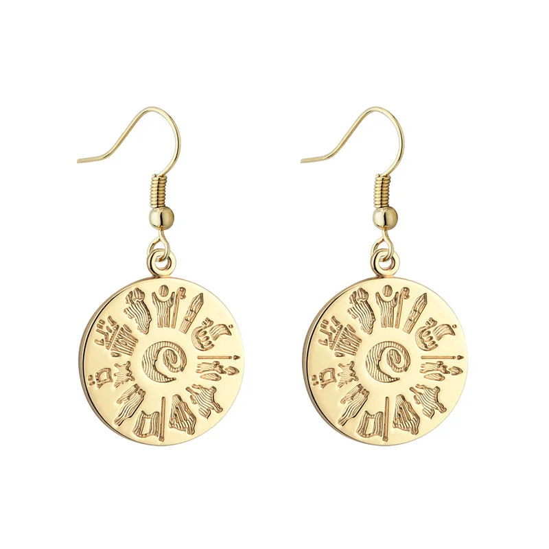 History of Ireland 14K Disc Drop Earrings