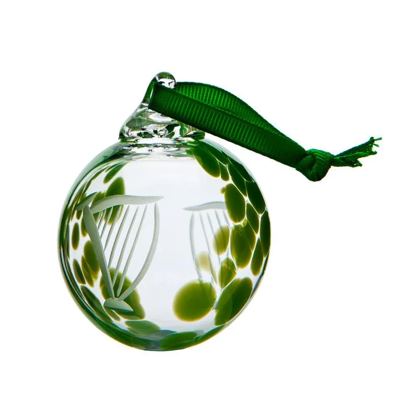 Irish Glass Christmas Harp Bauble