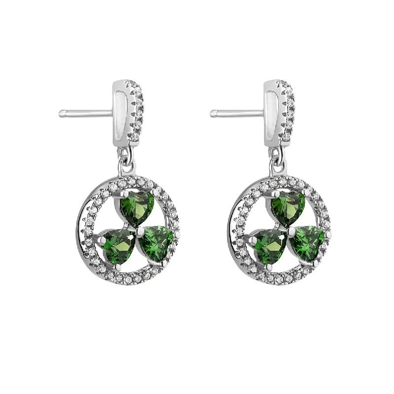 Green Shamrock Drop Earrings