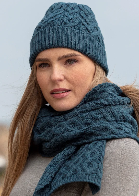 Aran Super Soft Heart Hat | Teal