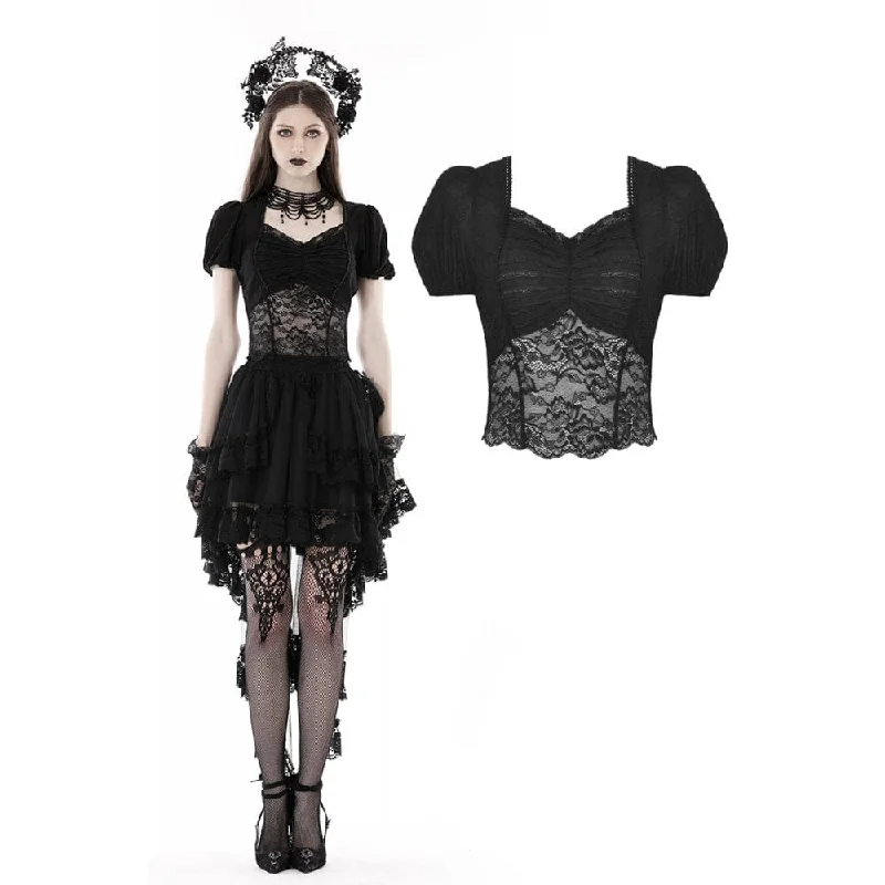 Women's Gothic Puff Sleeved Lace Splice Shirt