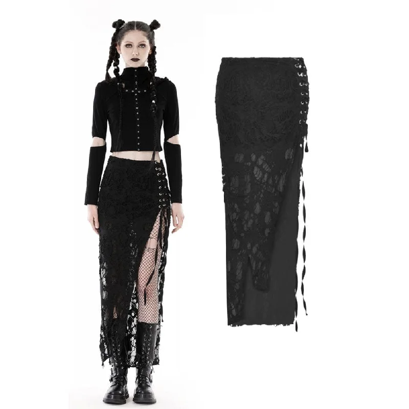 Women's Punk Strappy Ripped Split Skirt