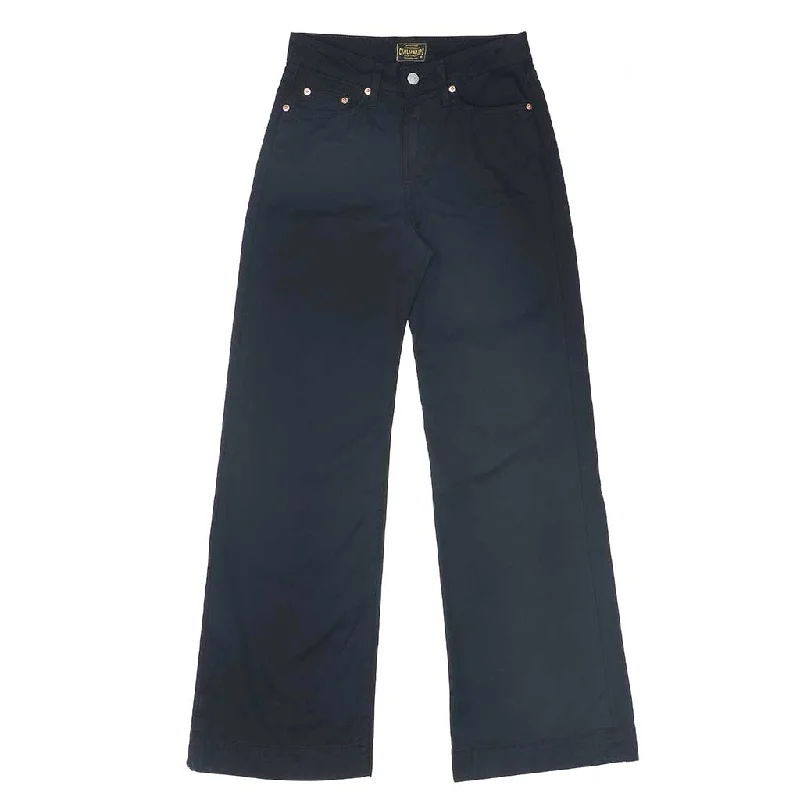 5-Pocket High Rise Wide Twill Pants - Jet Black