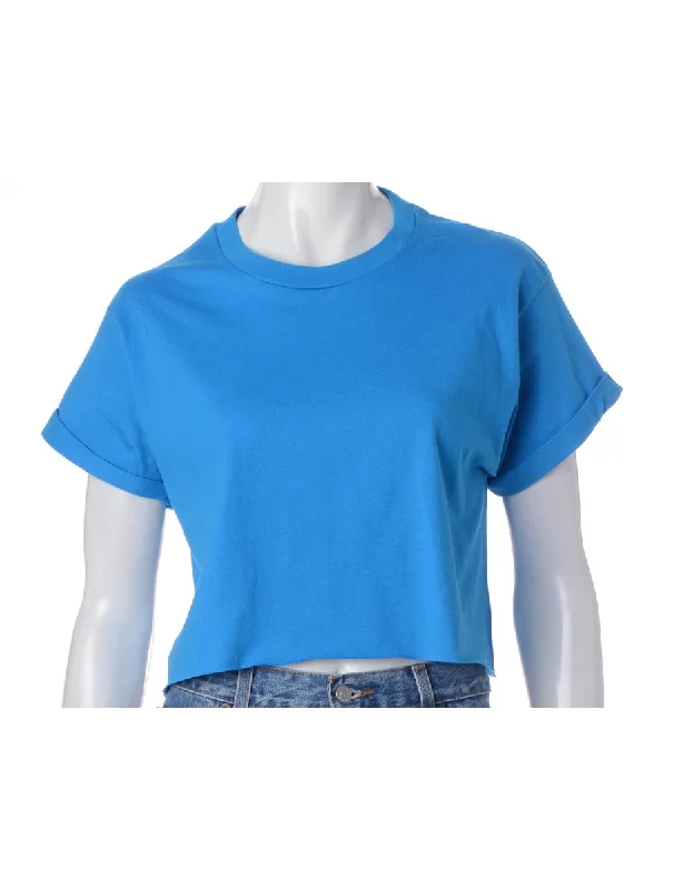 Label Bell Cropped Roll Sleeve T-Shirt