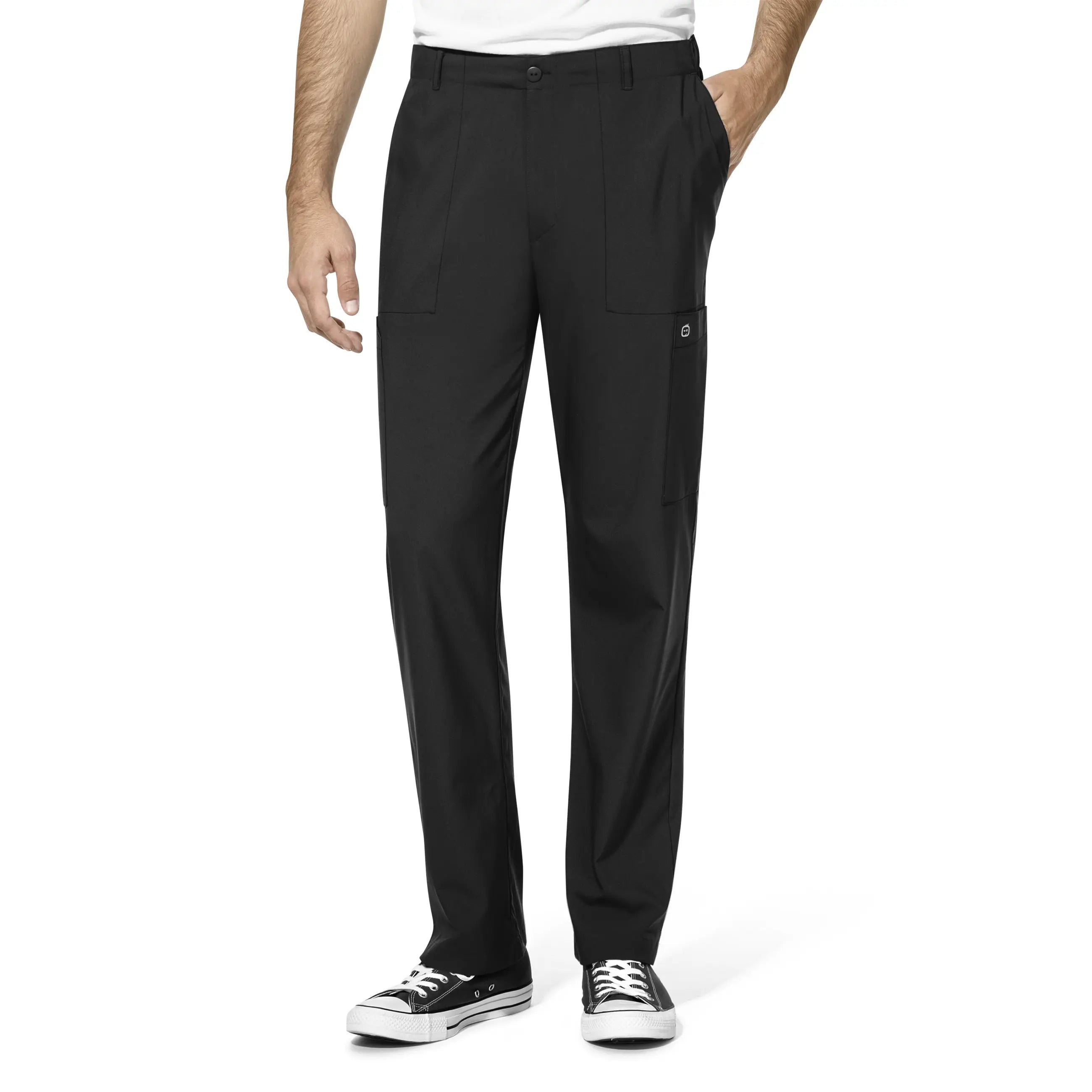 Wink Men's Flat Front Cargo Scrub Pant - Black