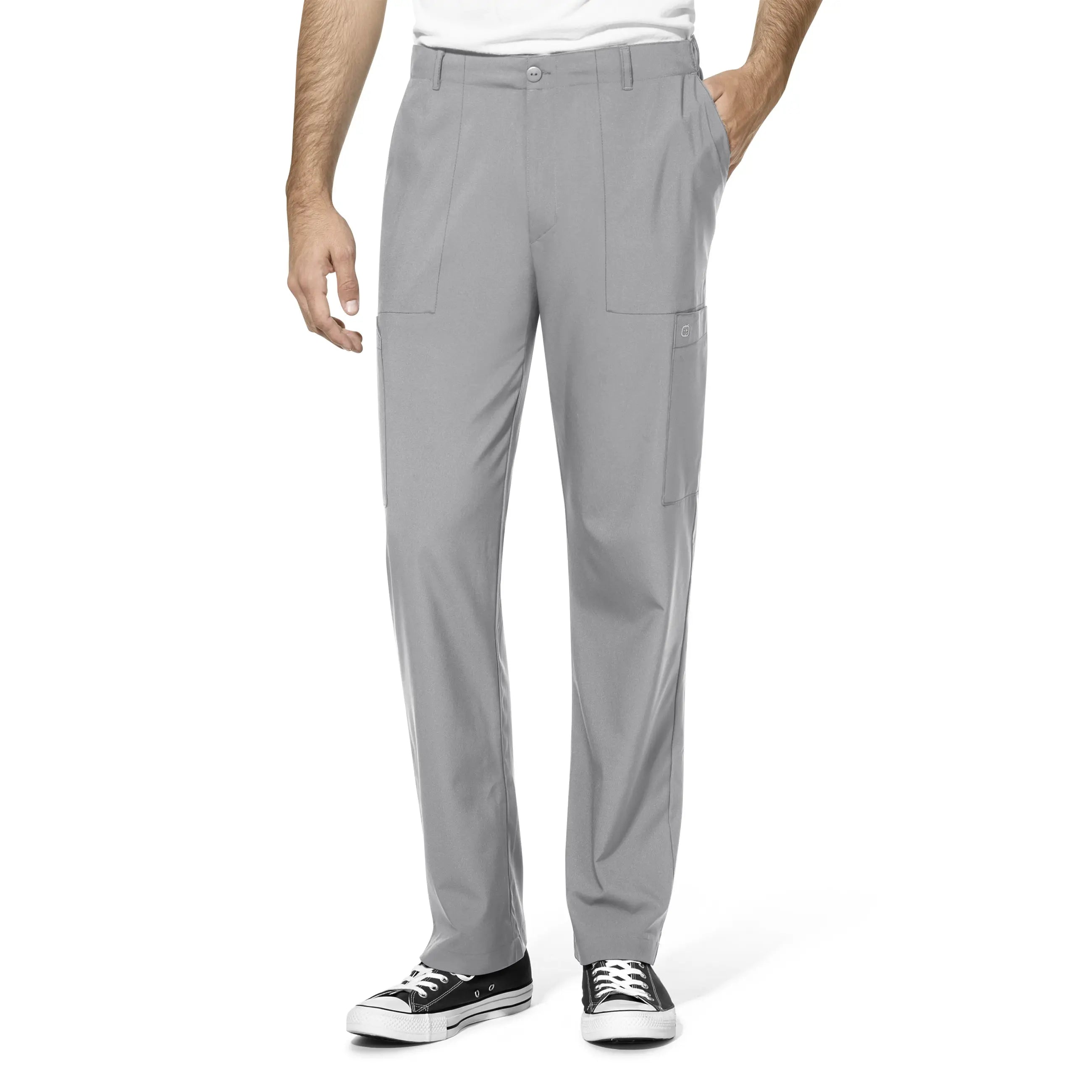 Wink Men's Flat Front Cargo Scrub Pant - Grey