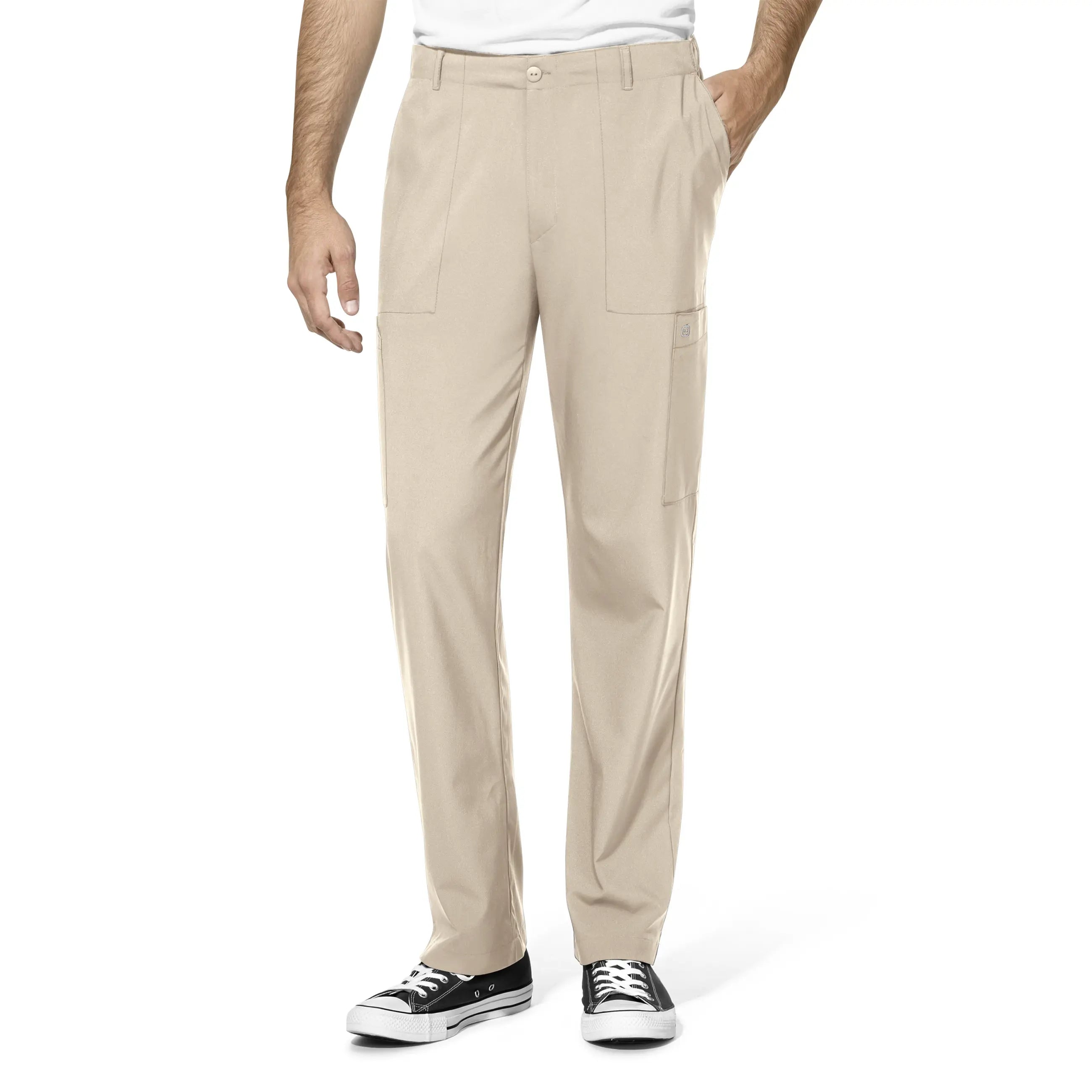 Wink Men's Flat Front Cargo Scrub Pant - Khaki