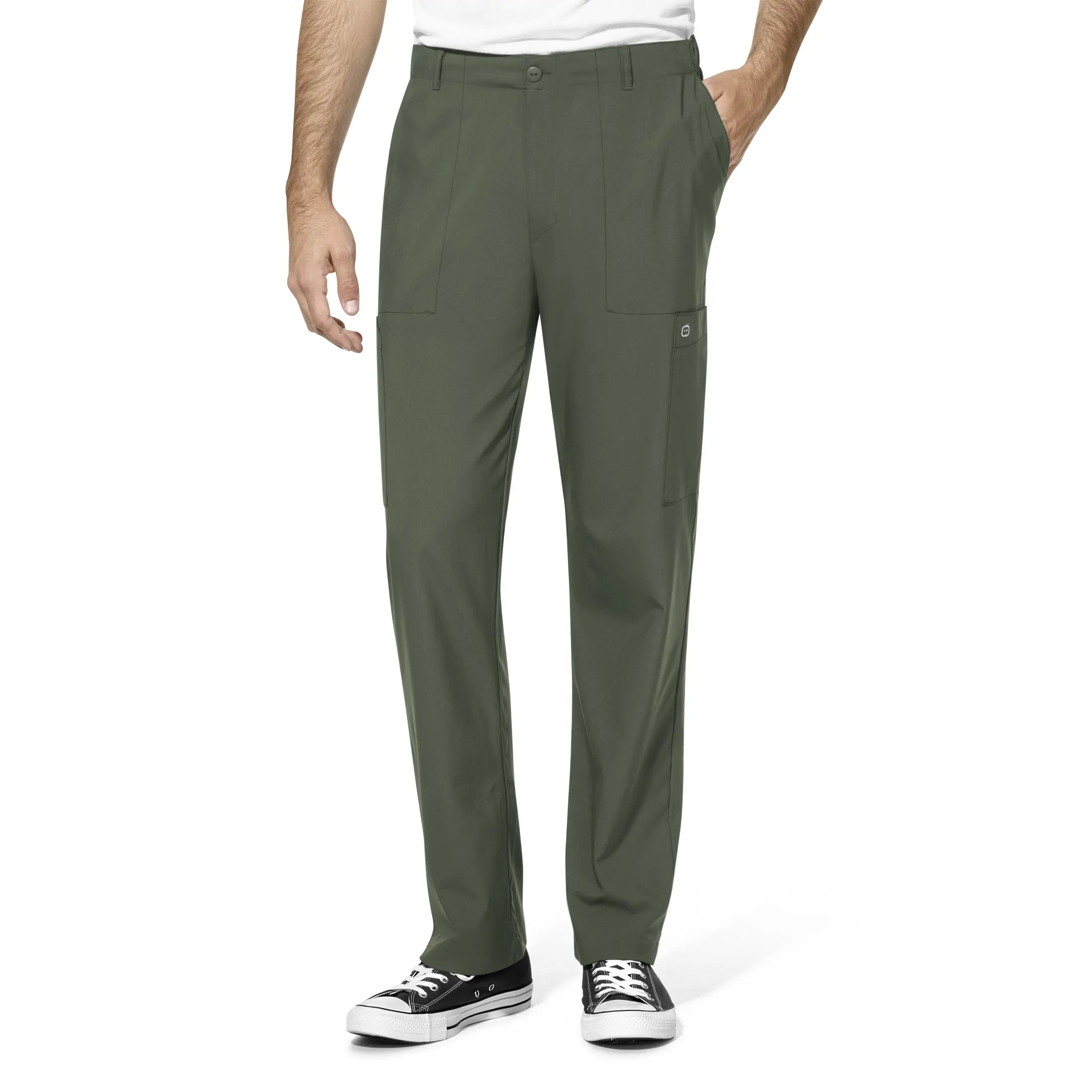 Wink Men's Flat Front Cargo Scrub Pant - Olive