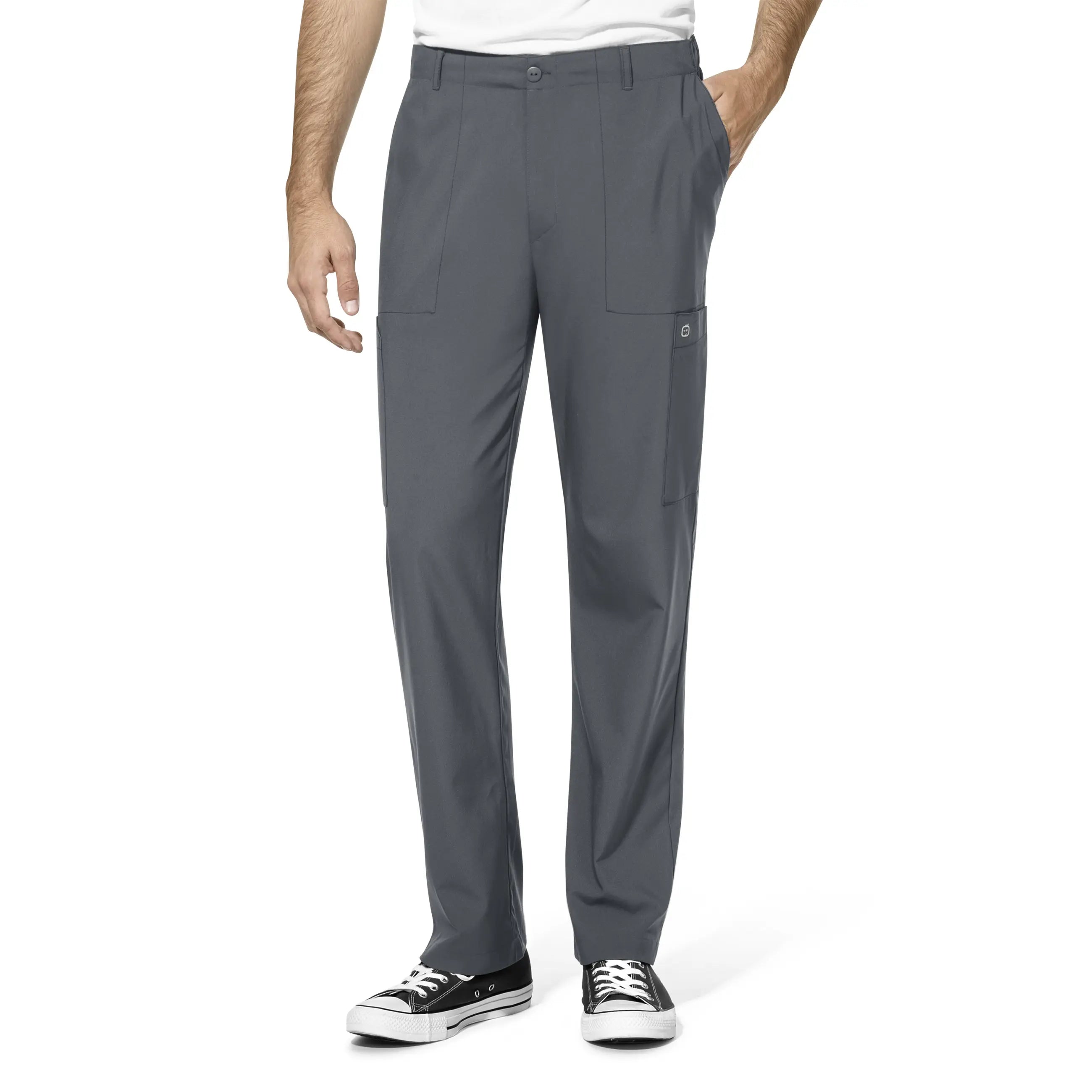 Wink Men's Flat Front Cargo Scrub Pant - Pewter