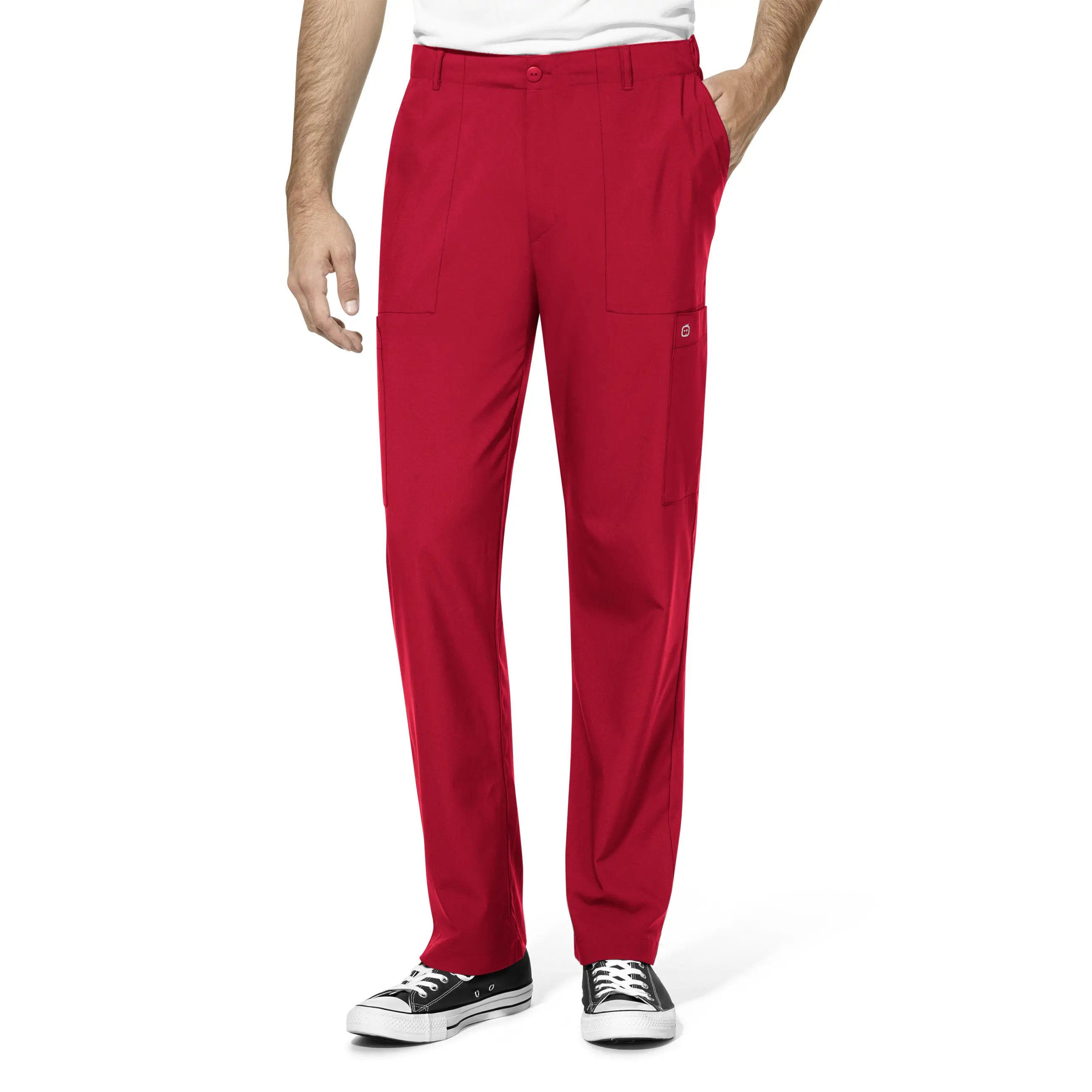 Wink Men's Flat Front Cargo Scrub Pant - Red