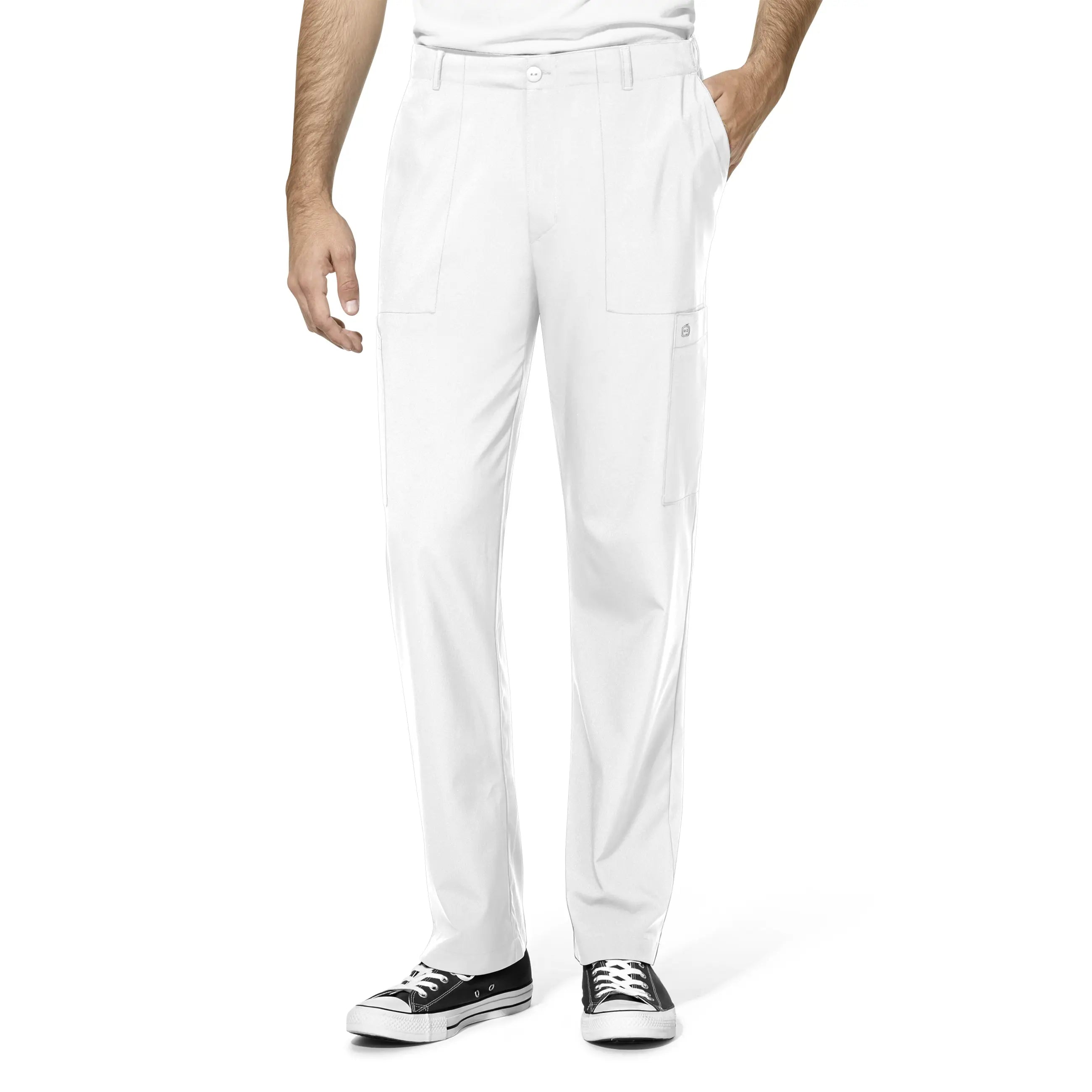 Wink Men's Flat Front Cargo Scrub Pant - White