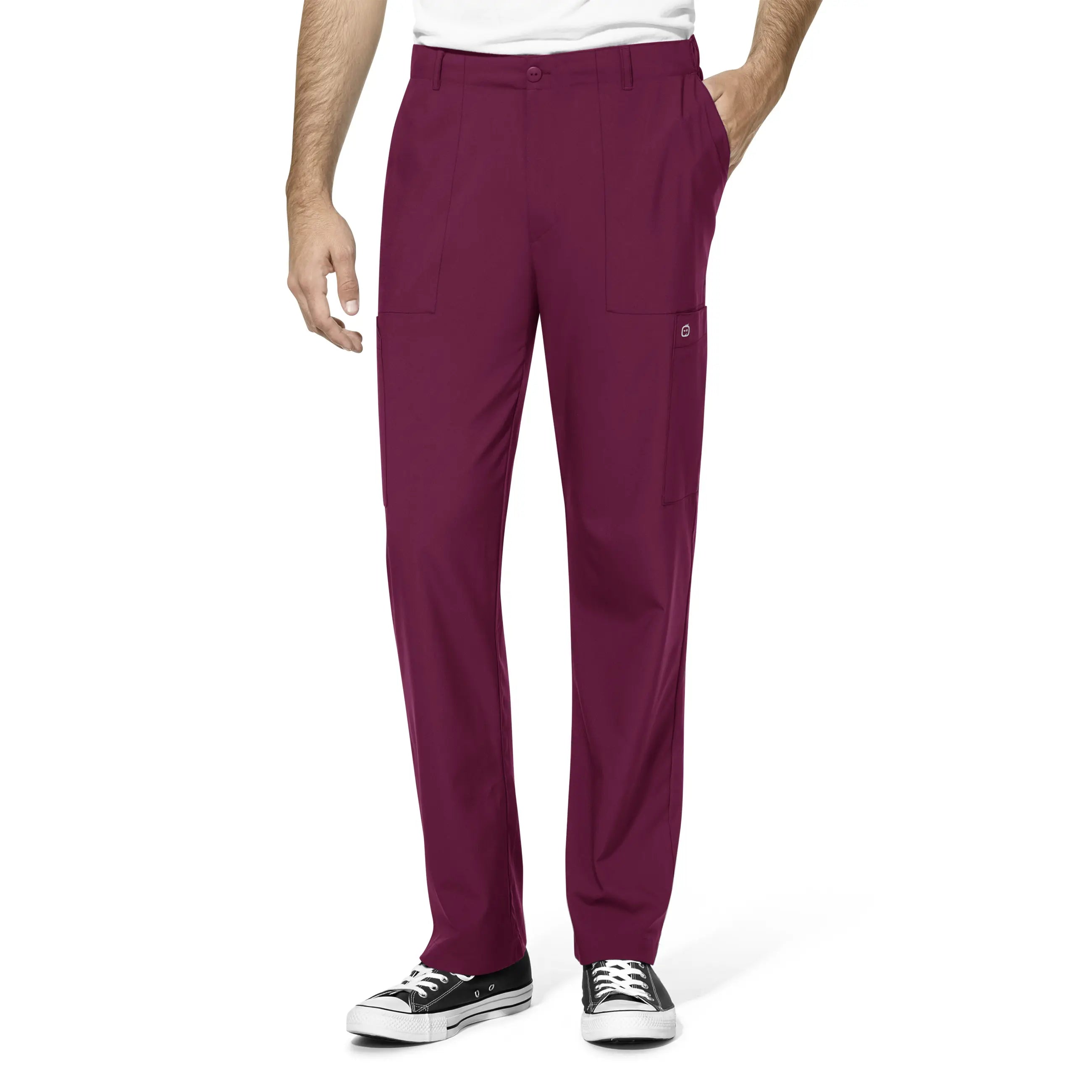 Wink Men's Flat Front Cargo Scrub Pant - Wine